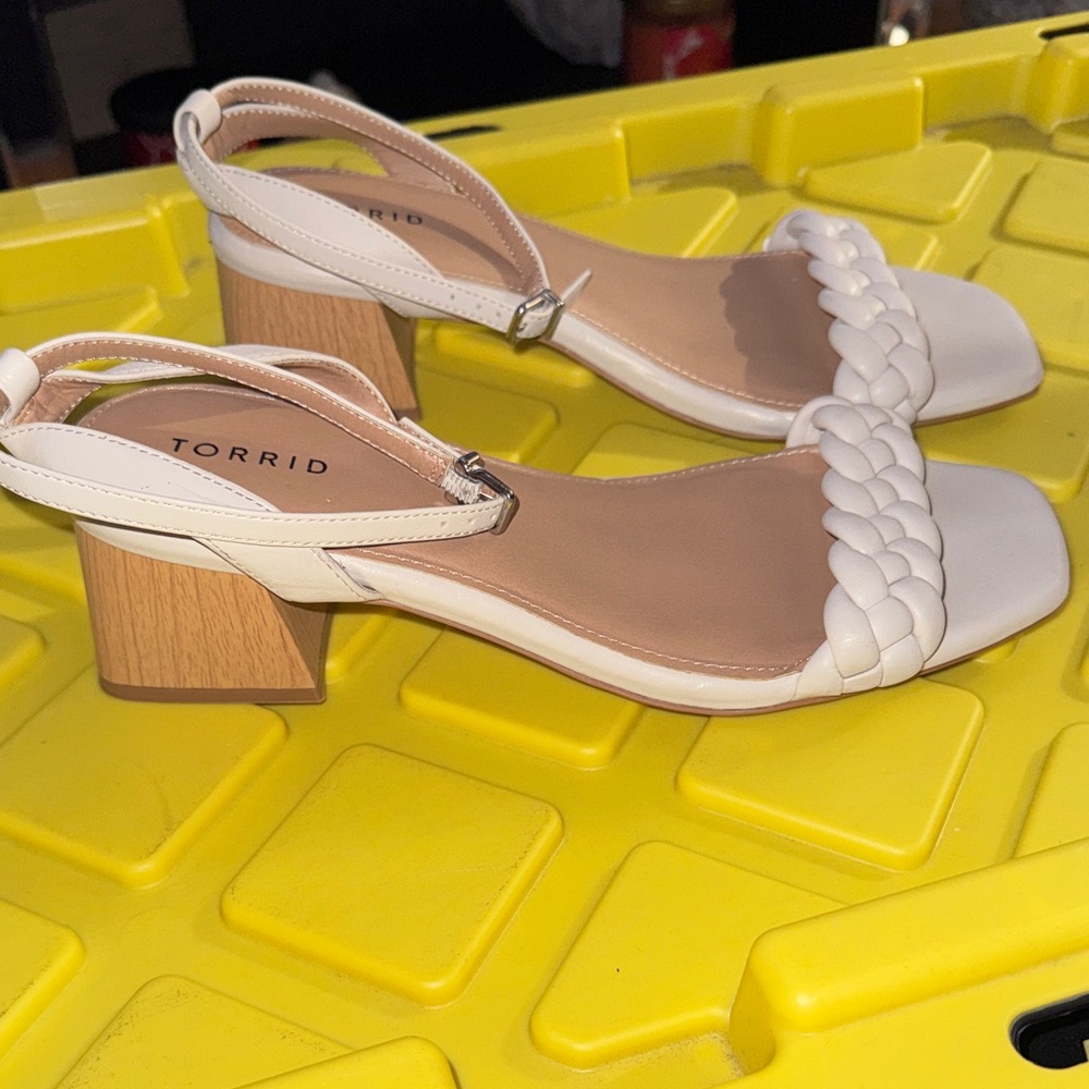 Torrid Cream Braided Block Heel Sandals